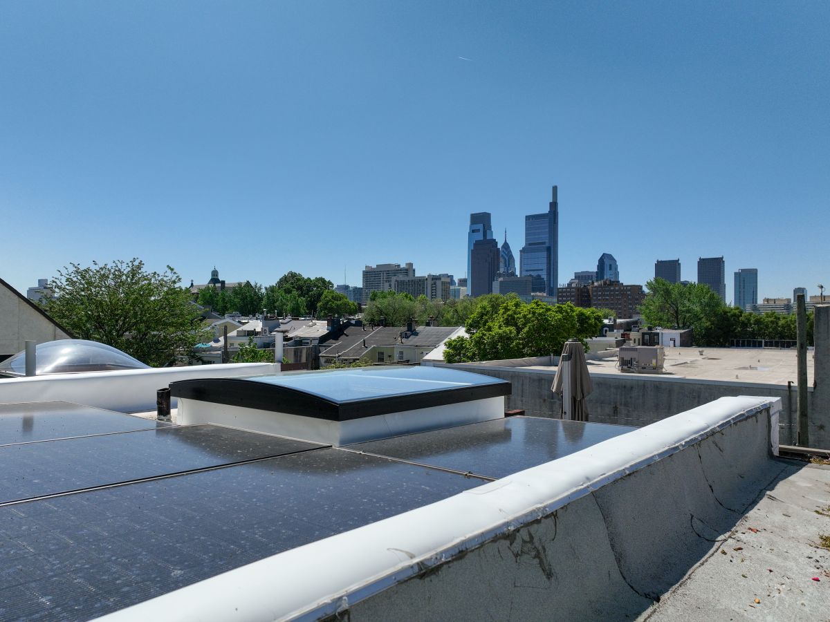 Solar panels on a flat roof