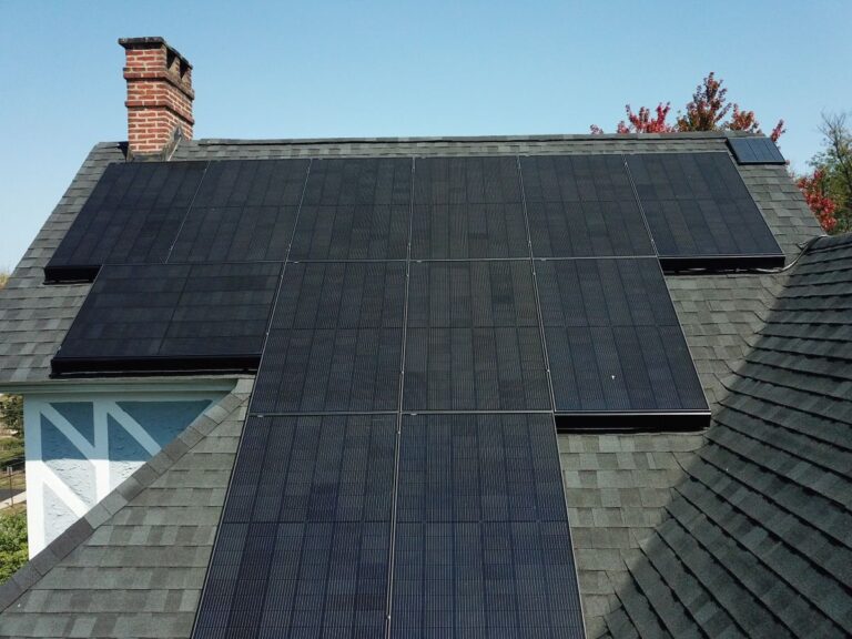 Close-up of solar panels on a residential home