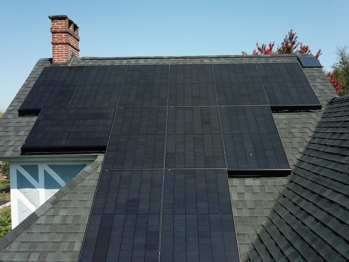 Close-up of solar panels on a residential home