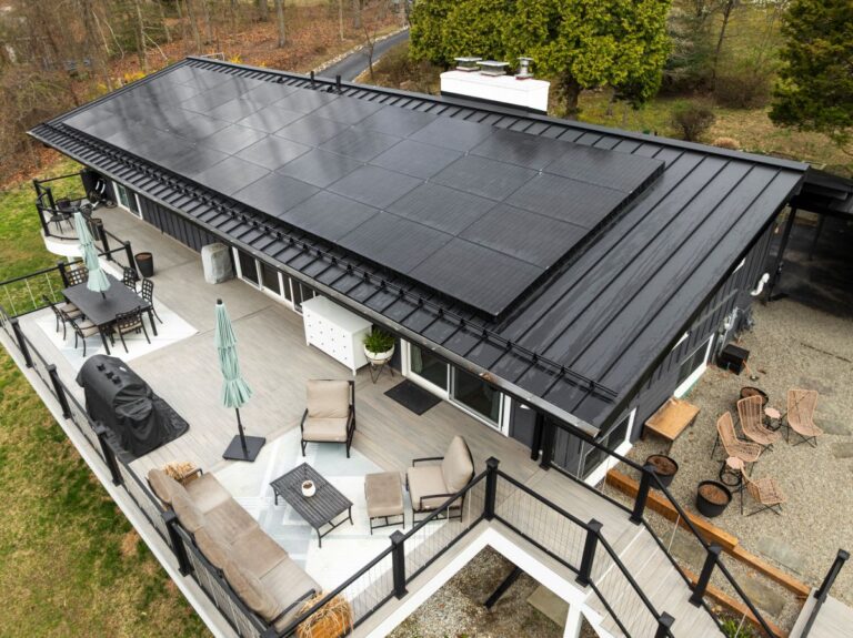 Solar panels on a metal roof