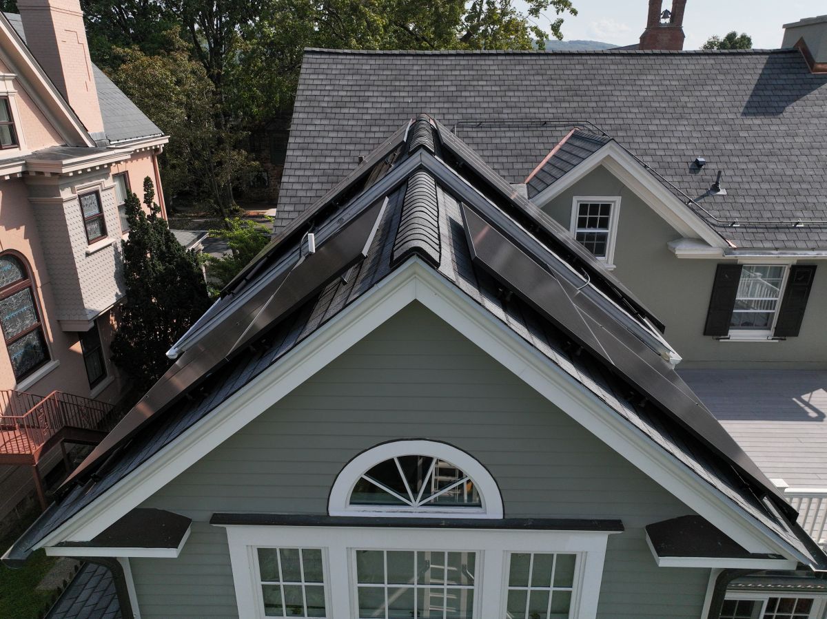 Newly installed solar panels on a roof